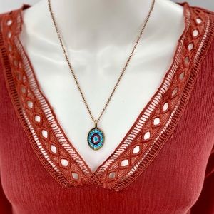 LUSH-Size M-Rust Colored Henley Tunic Blouse